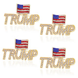 Crystal Trump Pins with The USA Flag,Rhinestone Trump Lapel Brooches Souvenir for United States of 2024 Presidential Election Trump Maga Merchandise