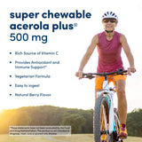 American Health Super Acerola Plus Chewable Wafers, Natural Berry Flavored Vitamin C - Provides Antioxidant & Immune Support - Gluten-Free, Vegetarian - 500 mg, 100 Total Servings