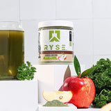 Ryse Loaded Greens Daily Superfood Powder | Essential Micronutrients, Antioxidants, & Vitamins | Natural Energy, Detox, Immunity | 30 Servings (Apple Juice)