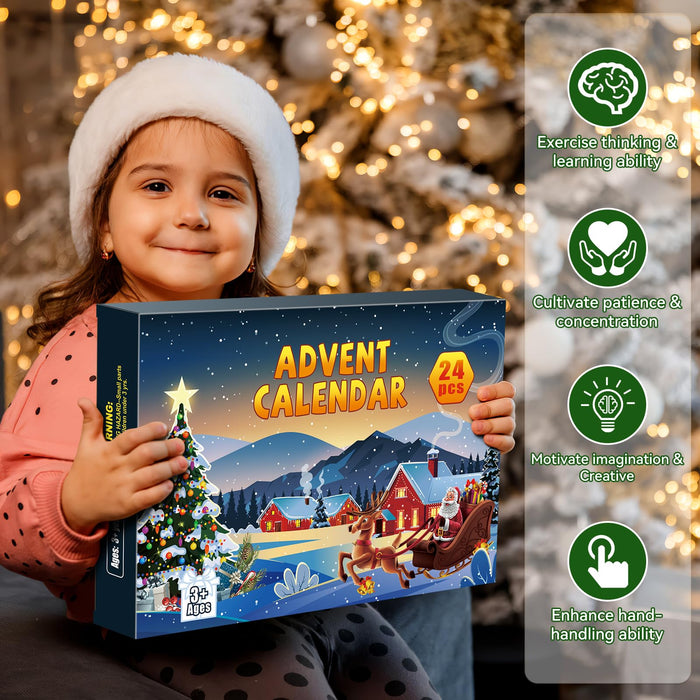 Advent Calendar 2024 Brain Teaser Puzzles for Adults Teens Kids, 24 Pcs Metal & Wood Puzzle Christmas Countdown Calendar with Fun Challenges Toys Game, Xmas Gifts for Boys Girls Teens Adults