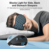 LitBear Breathable Sleep Mask, 3D Eye Mak Sleep for Side Sleepers Women Men, Light Blocking Sleeping Mask with Adjustable Strap, Soft Lightweight Eye Cover for Travel, Night Work, Nap -Ice Blue