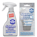 Bar Keepers Friend Stainless Steel Cleaner and Polish Spray (16 oz) Plus 1 Microfiber Cleaning Cloth, 2pc Cleaning Kit to Remove Oily Fingerprints, Grime and Food Debris without Dulling Surfaces