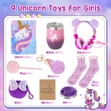 Unicorn Gifts for Girls Age 5 6 7 8 9 10+ Years Old, Birthday Gifts for Girls with 3.5mm Wired Headphone Plush Diary Purse Water Bottle, Unicorn Toys for Daughter Granddaughter Ages 6-8 on Christmas