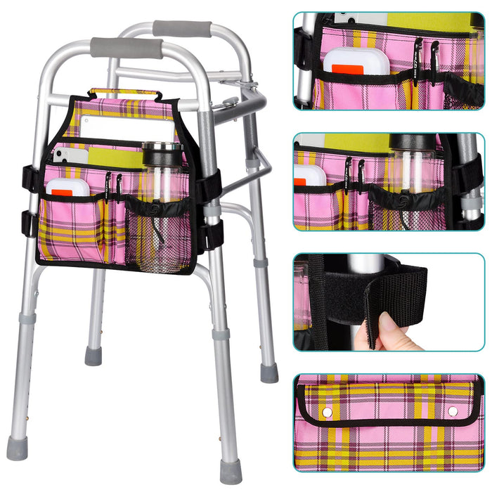 supregear Side Walker Bag, Walker Accessories Bag w/Cup Holder, Folding Walker Basket Waterproof Walker Organizer Caddy Pouch for Most Walker with Side Bar for Seniors, Elderly, Double Sided