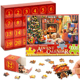 Advent Calendar 2024 Christmas Jigsaw Puzzle - 1008Pcs 24 Days of Christmas Countdown Calendar Xmas Fireplace Puzzle for Kids Christmas Gift Toys