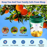 6 Pack Wasp Traps Outdoor Hanging Solar Wasp Killer Reusable Bees Trap with UV LED Light Solar Powered Hornet Trap for Indoor Outdoor Patio Garden Home with Snap Hooks and String (Green)