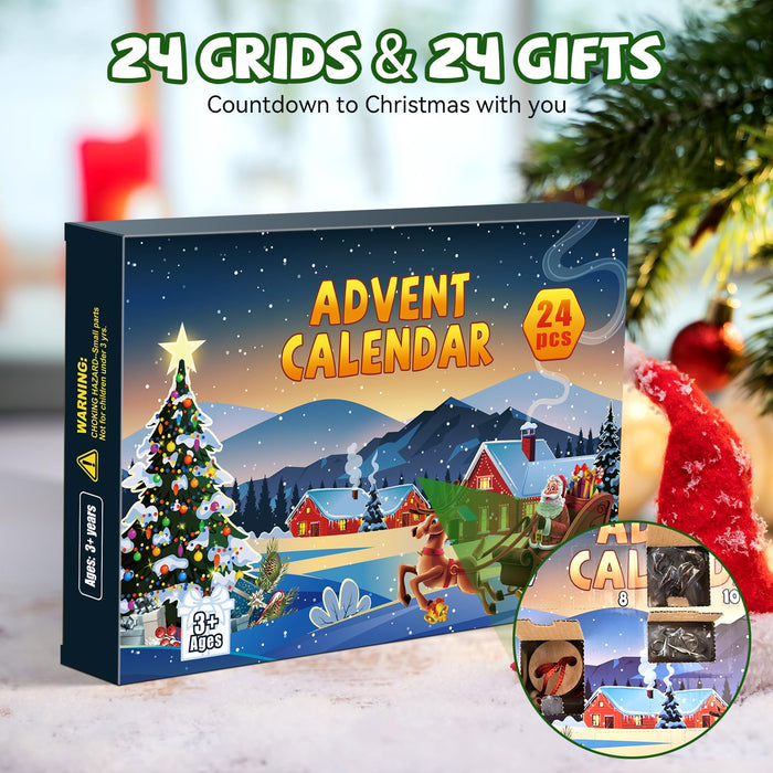 Advent Calendar 2024 Brain Teaser Puzzles for Adults Teens Kids, 24 Pcs Metal & Wood Puzzle Christmas Countdown Calendar with Fun Challenges Toys Game, Xmas Gifts for Boys Girls Teens Adults