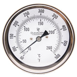 Industrial Bimetal Thermometer 5" Face x 6" Stem, 50-500 w/Calibration Dial