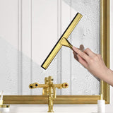 HIWARE All-Purpose Shower Squeegee for Shower Doors, Bathroom, Window and Car Glass - Brass, Stainless Steel, 10 Inches