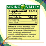 Spring Valley Vitamin B1 (Thiamine) 250mg Tablets, Supports Energy Production & Healthy Metabolism*, Helps Break Down Fats & Protein + Includes Venancio’sFridge Sticker (100 Count)