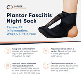 Copper Compression Plantar Fasciitis Night Sock. Soft Foot Stretching Boot for Foot Pain and Metatarsalgia. Recovery While You Rest and Sleep. Dorsal Support to Help Flex Your Right or Left Foot.