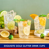 200 Pack 10 oz Gold Glitter Plastic Party Cups, Disposable Plastic Cups Tumblers, Gold Plastic Drinking Cups with Glitter Perfect for Wedding, Thanksgiving Day, Christmas Halloween Party Cups