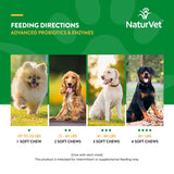 NaturVet Advanced Probiotics and Enzymes Supplement, Plus Vet Strength PB6 Probiotic, Soft Chews, Made in The USA with Globally Source Ingredients 70 Soft Chews