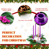 Maxcheck 4 Pack Christmas Advent Wreath Candle Holder, Christmas Advent Decoration, Red Purple Gold Silver Christmas Advent Candle Wreath for Xmas Table Decor Pine Cone Ribbon (No Candles)