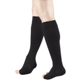 Truform 15-20 mmHg Compression Stockings for Men and Women, Knee High Length, Open Toe, Black, Large