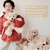 LELELONG 12 Pack Teddy Bears Bulk Teddy Bear Stuffed Animal Baby Shower Bear Plush Gifts for Christmas Valentine's Day Mother's Day for Kids or Adults (12 Light Brown)