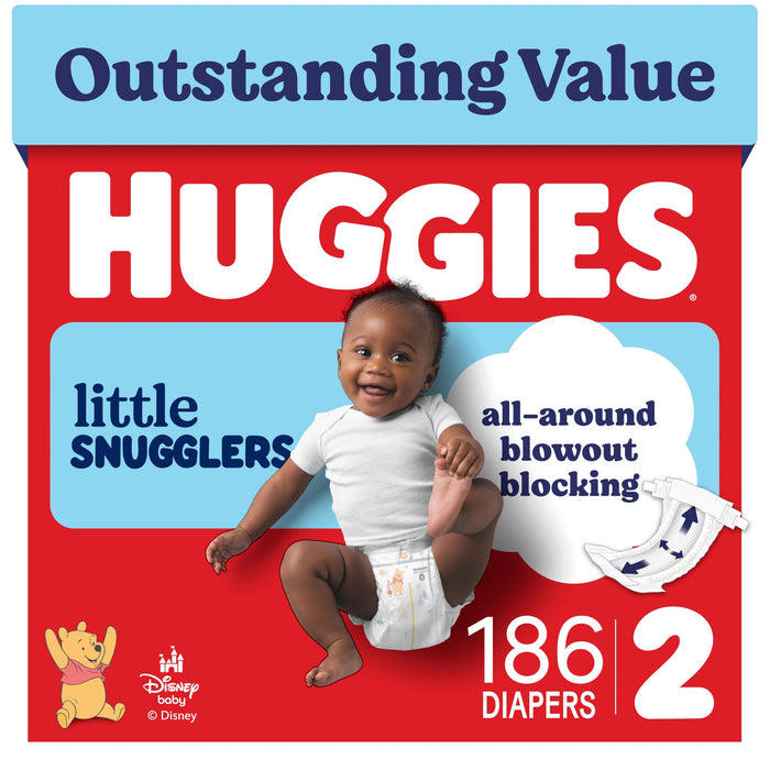 Huggies Little Snugglers Diapers Size 2, 186 Count (3 Packs of 62)