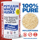 Yerba Prima Psyllium Whole Husks, Colon Cleanser 12 oz (Pack of 2) - All Natural Dietary Fiber, Pure Premium Psyllium, Lab-Tested Non-GMO, Gluten-Free Fiber, Made in The USA