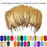 FeelfunFeather 120pcs Gold Goose Feathers 6-8 Inch 15-20cm Decorative Natural Goose Nagoire Feather Bulk for DIY Crafts Cosplay Wedding Party Christmas Halloween Home Decoration