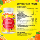 Organic Magnesium Glycinate Chewable Gummies (600mg) for Kids & Adults Women Men - Vegan Complex with Calcium Potassium Vitamin D B6 L-Theanine L-Threonate - Sugar & Gluten Free - Orange Flavor
