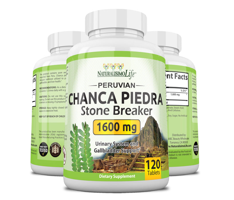 NATURALISOMOLIFE Chanca Piedra 1600 mg - 120 Tablets Kidney Stone Crusher Gallbladder Support Peruvian Chanca Piedra Made in The USA