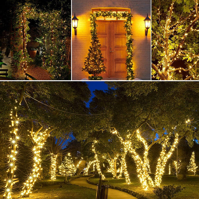 Joomer Solar Christmas Lights 72ft x 2 Pack 200 LED 8 Modes Solar String Lights Waterproof Solar Fairy Lights for Christmas Decorations (Warm White)