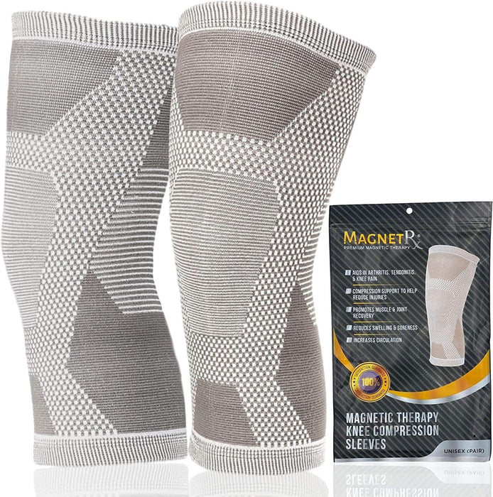 MagnetRX® Magnetic Knee Compression Sleeve - (2-Pack) Knee Support with Magnets for Knee Comfort & Recovery - Magnet Knee Brace Support (Large)