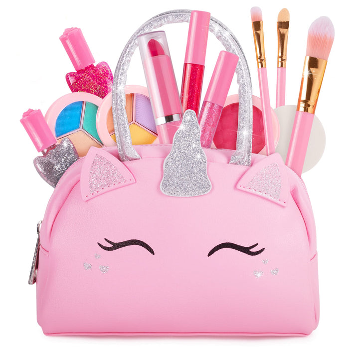 Kids Real Makeup Kit with Unicorn Purse Non Toxic Washable Make Up Set