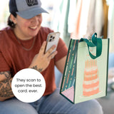 Tokki Set of 4 Reusable Gift Bags with Handles and Built-In QR Greeting Cards | 2 Medium, 2 Extra Large Gift Bags | Add Personalized Photos, Videos & GIFs for Birthdays, Thank You Gifts, Baby Showers, Bridal Showers & Other Occasions