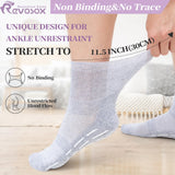 Revosoxs Diabetic Socks for Women Men,5 pairs Non Binding Diabetic Ankle Socks with grips,Extra Width Stretchy Loose Seamless Socks(5 pair white-Medium)