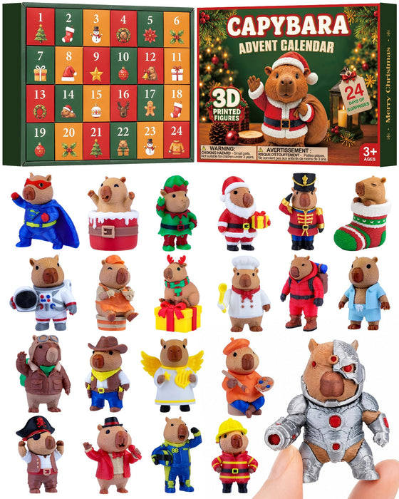 Capybara Advent Calendar 2026 for Boys Girls 3D Printed Animal Toys Gifts