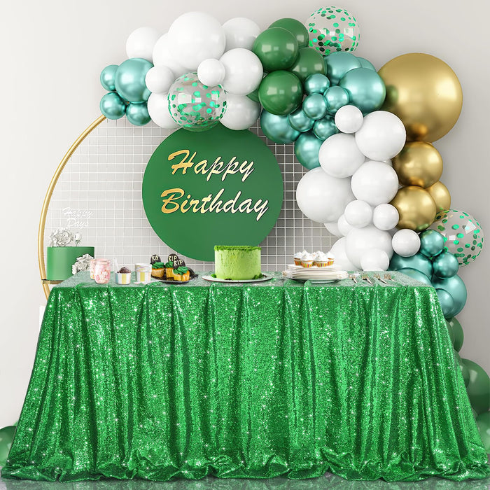 Green Tablecloth Christmas Green Sparkle Tablecloth 8.5ft Sequin Table Cloth Shimmer Fabric for Bridal Baby Shower Decorative St. Patrick's Day Buffet Parties,60x102inch