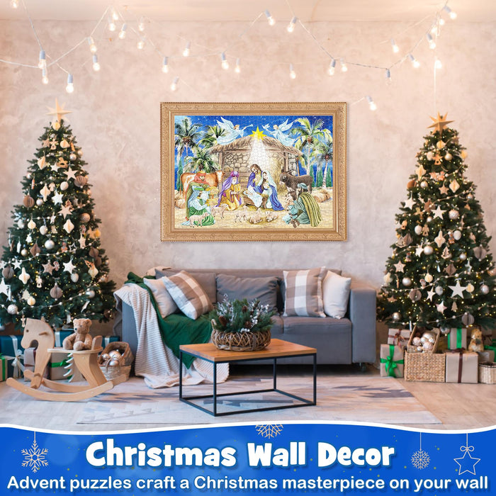 Nativity Puzzle Advent Calendar 2024 Adult,1008pcs Christmas Jigsaw Puzzle for Teens Men Women, 24 Day Christmas Countdown Calendars Xmas Suprise Gift for Family Friends