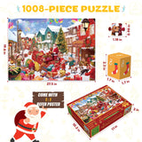 Advent Calendar 2024, Christmas Puzzle for Kids and Adults, 24 Days Countdown Calendars for Boys Girls, 1008 Pieces Christmas Puzzle in 24 Boxes, Lively Christmas(27.56 x 19.68 Inch)