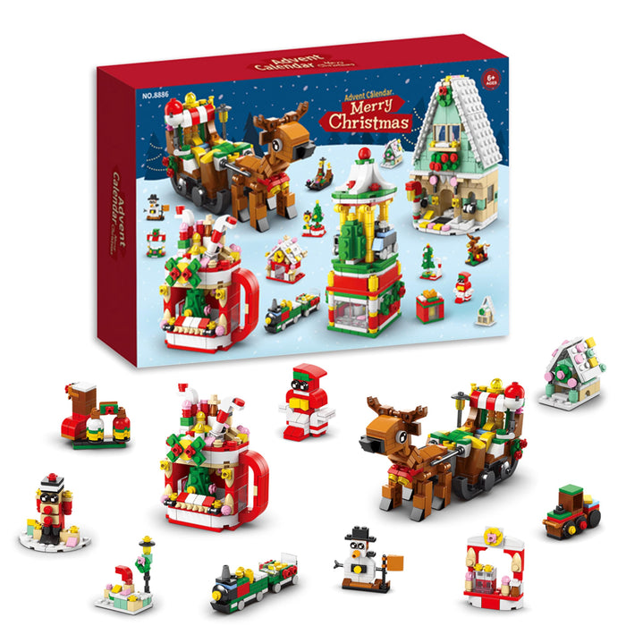 QIFUN 6 In 1 Building Blocks - Advent Calendar 2024 Including 24 Christmas Theme Toys for Boys Girls Christmas Countdown Calendar Stocking Stuffer Christmas Gifts for Kids Adult (1099 PCS)