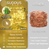 suddus 66ft 200 LED Outdoor String Lights, Warm White Fairy Lights Battery Operated with Remote, Led Twinkle Lights for Bedroom, Dorm, Patio, Tapestry, Backyard, Garden, Christmas, Party, Indoor