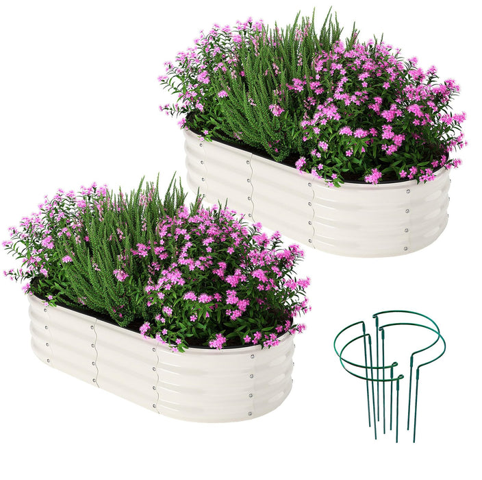 ZFHgarden Galvanized Metal Planter Raised Garden Bed Kit for Gardening Outdoor，4x2x1ft 2 Planter Grow Garden Box Raised Flower Bed，Long Vegetable Clearance Herb Raised Garden Beds for Gardening White