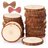 Fuyit Natural Wood Slices 25 Pcs 3.1-3.5 Inches Craft Wood Kit Unfinished Predrilled with Hole Wooden Circles Tree Slices for Arts and Crafts Christmas Ornaments DIY Crafts