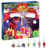 Miraculous Ladybug Advent Kwami Calendar - 24 Days of Miniature Kwamis & Seasonal Charms - Christmas Countdown Calendar with Hooks & Ribbons, Festive Collectible Toys for Kids Holiday Joy