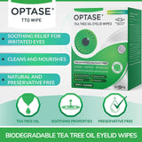 Optase TTO Eyelid Cleansing Wipes - Triple Pack - for Daily Eyelid Hygiene & Relief for Blepharitis, Tired and Dry Eyes - 3x20 Wipes