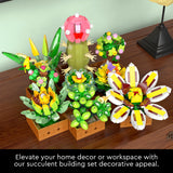 Under the Baubles Flower Botanical Bonsai Building Set, Succulent Building Toys - 9 Pack, for Home Decor, Valentine's Day, Mother's Day, Christmas for Adults and Kids - 913pcs