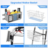 Dotday Walker Basket, Walker Bag Water Bottle Holder, Foldable Walker Storage Bag with Big Capacity & Never tipping over the walker, Best Gift for Family and Friends - Grey (Not Fit Rollator Walkers)