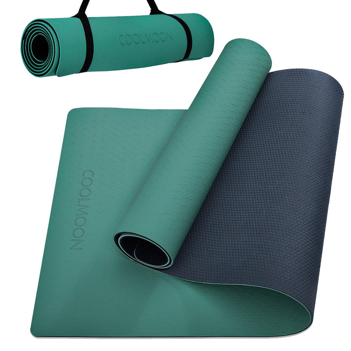 COOLMOON Yoga Mat Non Slip, Anti-Tear 1/4 Thick TPE Yoga Mats for Women and Men, 72"x24" Exercise & Fitness Mat with Carrying Strap, Workout Mats for Yoga, Pilates and Floor Exercise