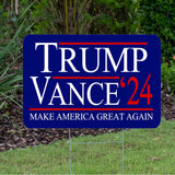 Trump JD Vance 2024 Yard Sign With H Stake Double Sided For President Donald Trump Republican Conservative Blue