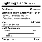 7 Watt Night Light Replacement Bulbs - 12 Pack Salt Lamps, Crystal Clear Glass,C7/7 Watt/120 V/45 Lumen,E12 Candelabra Base Incandescent Bulbs