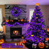 JMEXSUSS Purple Halloween Lights Clear Wire, 66ft 200 LED Purple String Lights Indoor Outdoor Waterproof, Purple Christmas Lights Plug in for Christmas Tree Bedroom Indoor Party Halloween Decorations