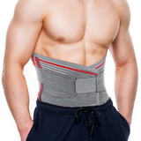 ORTONYX Lumbar Support Belt Lumbosacral Back Brace – Ergonomic Design and Breathable Material - lower back pain relief warmer stretcher - L/XXL (Waist 39.7"-47.6") Gray/Red