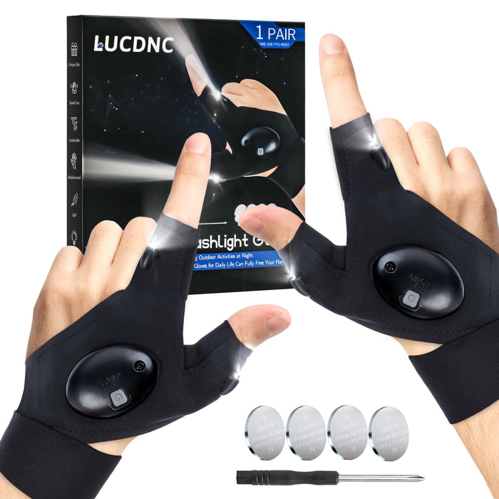 lucdnc LED Flashlight Gloves Gifts for Men Christmas Stocking Stuffers for Adults Cool Gadget Tools Unique Men Birthday Gifts