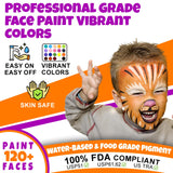 Drawdart Face Painting Kit for Kids - 20 Colors Water Based Non Toxic Face Paint Kit, Professional Face Paint for Kids with Stencils & Brushes - Parties, Birthdays, Halloween Face Body Makeup Kit