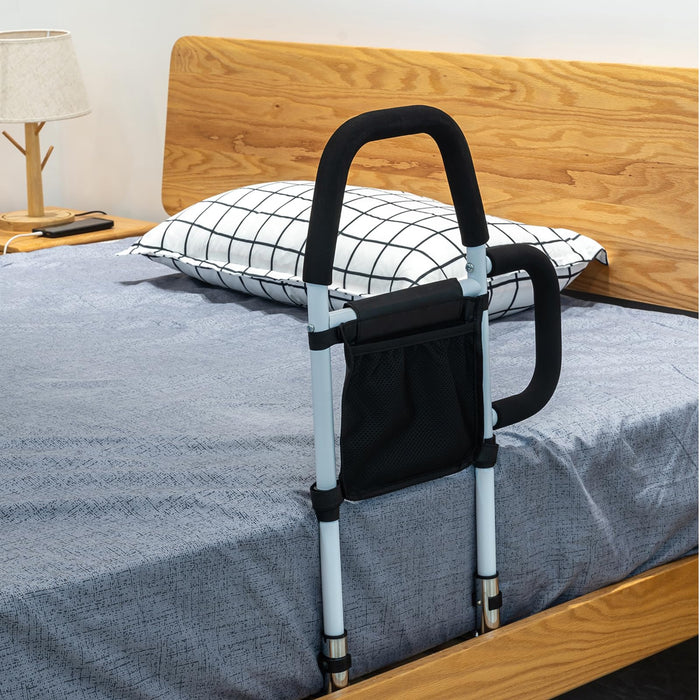 LEACHOI Bed Rails for Elderly Adults - Bed Assist Rail with Dual Nonslip Handles & Fall Prevention Guard - Bed Assist bar with Storage Bag, fits King, Queen, Full, Twin, Support up to 350lbs